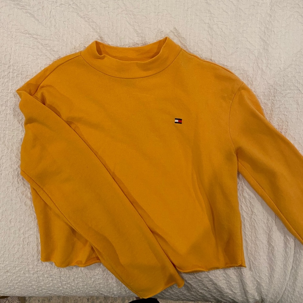 yellow mock neck
